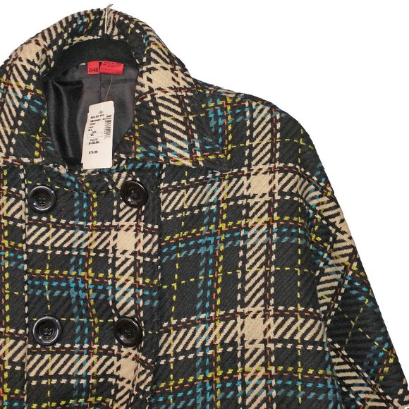 Saks 5/48 Multicolor Black Plaid Cape Jacket - Size M / L - Picture 1 of 4